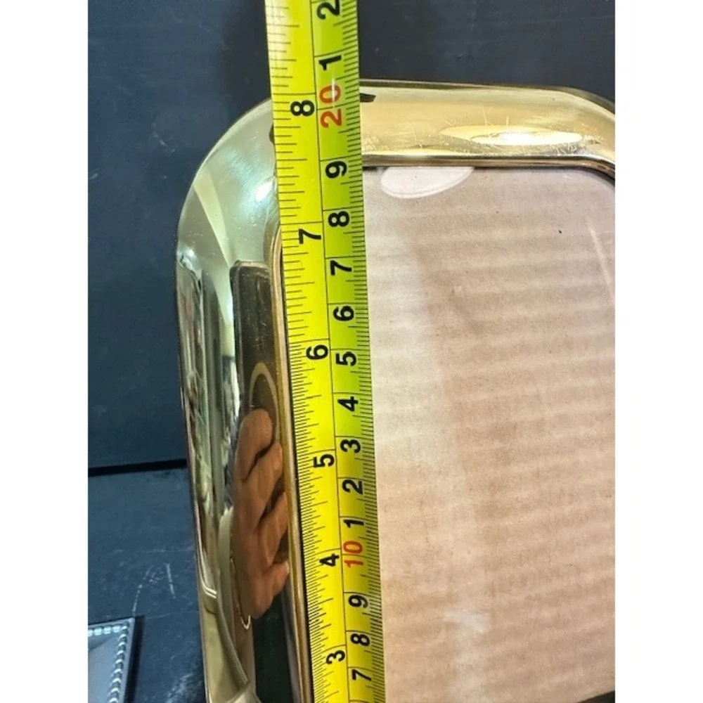 Vintage Polished Gold Tone Rounded Rectangular Picture Frame 5x7 Mid Century MCM